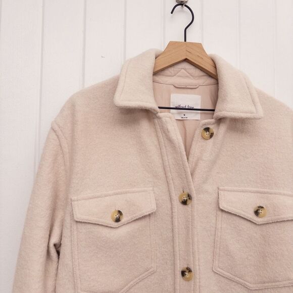 Aritzia Wilfred Free The Ganna Long Shirt Jacket Heather Bone Size Medium - Picture 3 of 8